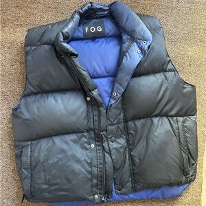 London Fog Men's Black Puffer Vest with Blue Lining